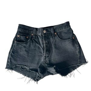 Levi’s 501 Original Button Fly Distressed Cutoff Denim Shorts sz 25 EUC